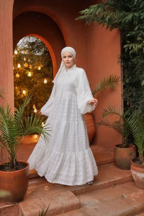لباس سفید زنانه A-line بافتنی کد 802291840