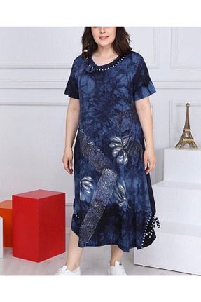 لباس سایز بزرگ سرمه ای زنانه ویسکون Yasem XXL - کد 250575031