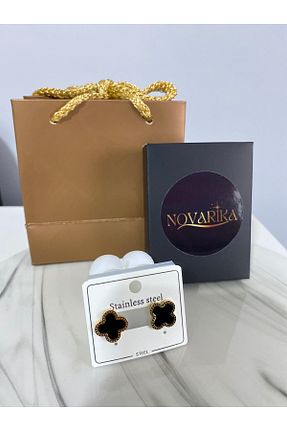 گوشواره استیل (فولاد) طلائی زنانه استیل ضد زنگ NOVARİKA - کد 840844584