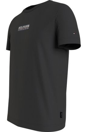 تی شرت مشکی مردانه رگولار یقه گرد پنبه (نخی) تکی بیسیک کد 813217727