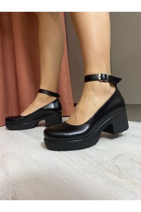 کفش پاشنه بلند کلاسیک مشکی زنانه چرم طبیعی پاشنه ضخیم پاشنه متوسط ( 5 - 9 cm ) کد 368142758