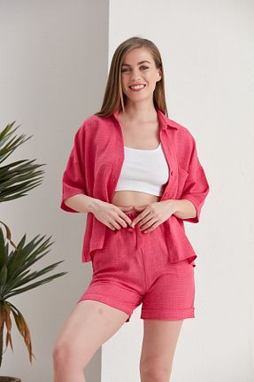 ست بالاتنه و پائین تنه صورتی زنانه بافتنی VOVSTYLE - کد 806386134