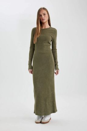 لباس خاکی زنانه بافتنی آستین-بلند بیسیک کد 800399948