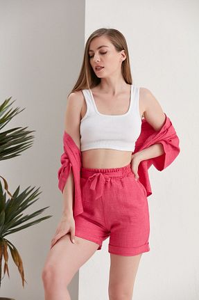 ست بالاتنه و پائین تنه صورتی زنانه بافتنی VOVSTYLE - کد 806386134