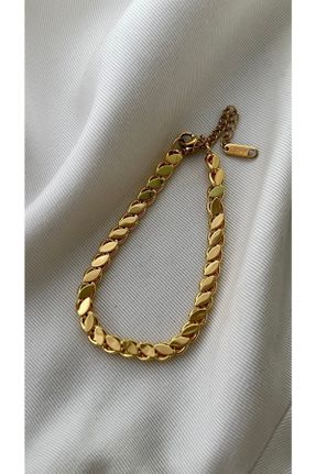 دستبند استیل طلائی زنانه فولاد ( استیل ) کد 732346536