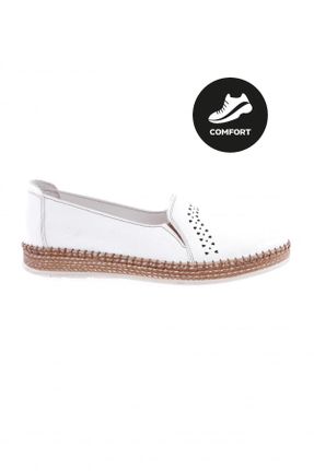 کفش کژوال سفید زنانه چرم طبیعی پاشنه کوتاه ( 4 - 1 cm ) پاشنه ساده کد 689026778