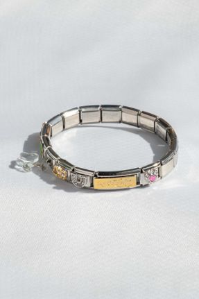 دستبند استیل طلائی زنانه فولاد ( استیل ) کد 794603878
