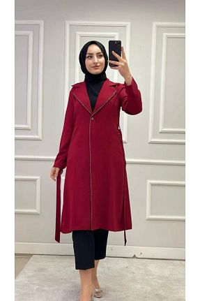 کلاه و ابایا زرشکی زنانه بافتنی elif çelikay - کد 825694082