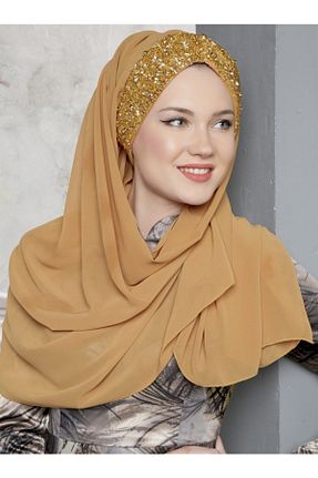 شال زرد زنانه کرپ Differenza - کد 88535428