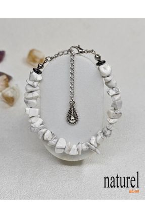 دستبند جواهر سفید زنانه سنگ طبیعی کد 289788874
