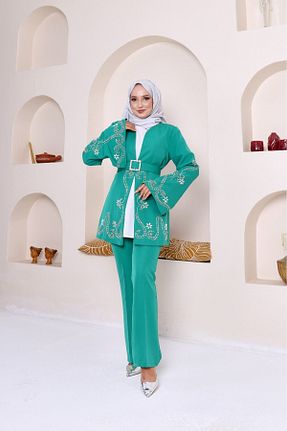 ست بالاتنه و پائین تنه حجاب سبز زنانه Super Skinny Zümrüt - کد 807553122