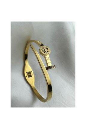 دستبند استیل طلائی زنانه استیل ضد زنگ کد 486442859