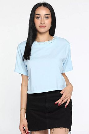 بلوز آبی زنانه ساده GÜLSELİ - کد 841126467
