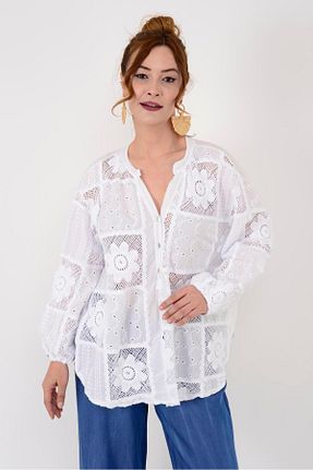 بلوز سفید زنانه ساده Park Moda - کد 841113070