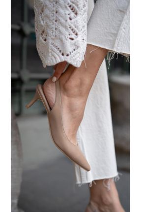 کفش پاشنه بلند کلاسیک بژ زنانه پاشنه ساده پاشنه متوسط ( 5 - 9 cm ) کد 823282360