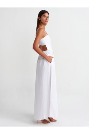 لباس سفید زنانه بافتنی رگولار بند دار کد 821197761