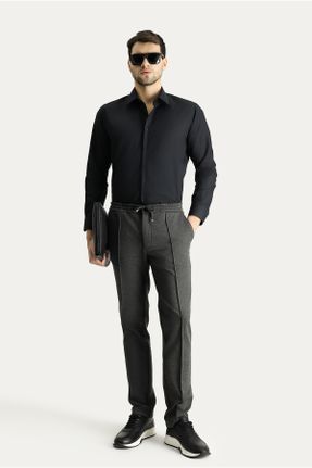 پیراهن مشکی مردانه اسلیم یقه پیراهنی پنبه - پلی استر کد 802499558