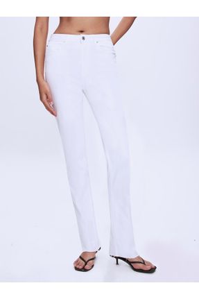 شلوار جین سفید زنانه استاندارد کد 837816117