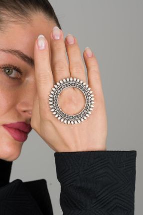 انگشتر جواهر طوسی زنانه روکش نقره کد 236024977