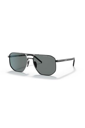 عینک آفتابی مردانه 57 UV400 فلزی سایه روشن هندسی کد 303809261