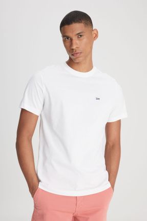 تی شرت سفید مردانه رگولار یقه گرد پنبه (نخی) تکی کد 231725634