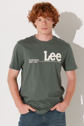 تی شرت سبز مردانه رگولار یقه گرد پنبه (نخی) کد 770038522