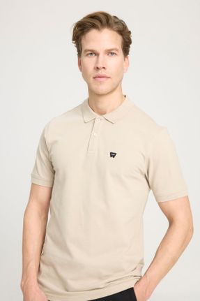تی شرت بژ مردانه رگولار یقه پولو پنبه (نخی) کد 831199006