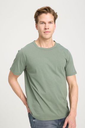 تی شرت سبز مردانه رگولار یقه گرد پنبه (نخی) کد 817714379