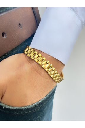 دستبند استیل طلائی زنانه فولاد ( استیل ) کد 840736557