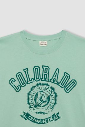 تی شرت سبز بچه گانه رگولار یقه گرد کد 839916117