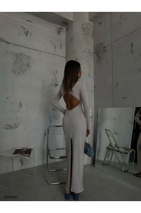 لباس بژ زنانه بافت پلی آمید اسلیم فیت آستین-بلند کد 785218799