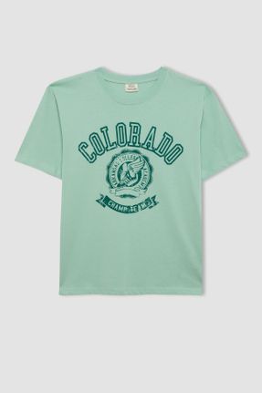 تی شرت سبز بچه گانه رگولار یقه گرد کد 839916117