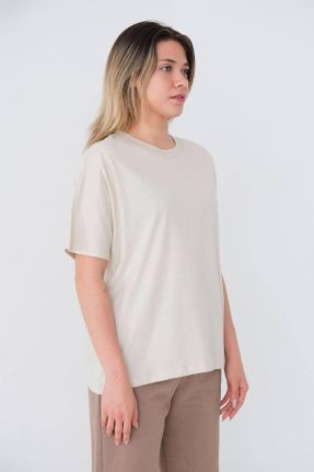 تی شرت طوسی زنانه رگولار یقه گرد تکی بیسیک کد 140632712