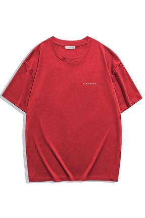 تی شرت قرمز مردانه اورسایز یقه گرد تکی کد 798164881