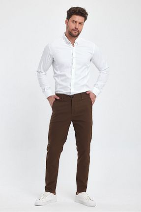 شلوار قهوه ای مردانه کتان ukdeep - کد 779768412