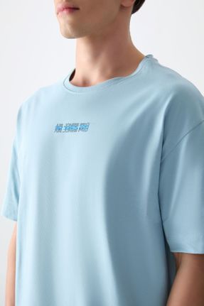 تی شرت سرمه ای مردانه اورسایز یقه گرد پنبه - پلی استر تکی بیسیک کد 809028545