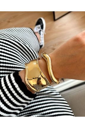 دستبند استیل طلائی زنانه فولاد ( استیل ) کد 777198256