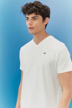 تی شرت سفید مردانه رگولار یقه هفت پنبه (نخی) کد 355576592