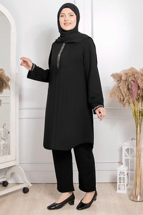 ست بالاتنه و پائین تنه حجاب مشکی زنانه اورسایز Fahima - کد 674961514