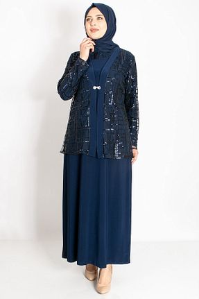 لباس مجلسی حجاب سرمه ای زنانه یقه دوچرخه Modaviki - کد 259399611