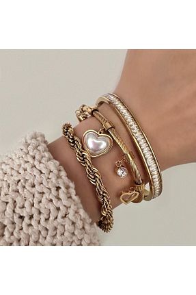 دستبند استیل (فولاد) طلائی زنانه استیل (فولاد) Okko Store - کد 709071795