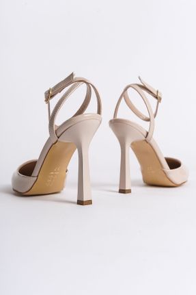 کفش پاشنه بلند کلاسیک بژ زنانه چرم مصنوعی پاشنه نازک پاشنه بلند ( +10 cm) کد 794500560