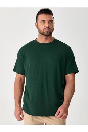 تی شرت سبز زنانه اورسایز یقه گرد پنبه - پلی استر تکی کد 670372173