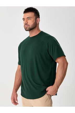 تی شرت سبز زنانه اورسایز یقه گرد پنبه - پلی استر تکی کد 670372173