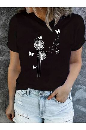 تیشرت سایز بزرگ مشکی زنانه رگولار GALASHOP - کد 841122979