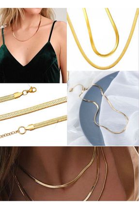 گردنبند استیل ( فولاد ) طلائی زنانه استیل (فولاد) Utelips - کد 758822455