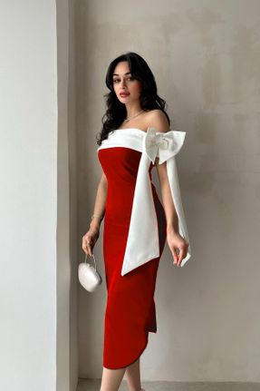 لباس مجلسی قرمز زنانه رگولار بدون آستر کد 841121009