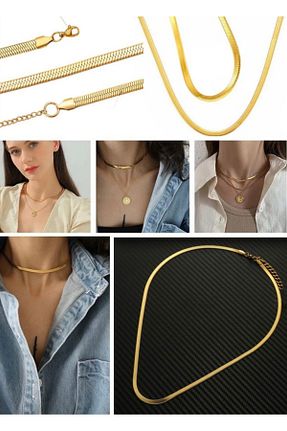 گردنبند استیل ( فولاد ) طلائی زنانه استیل (فولاد) Utelips - کد 758822455