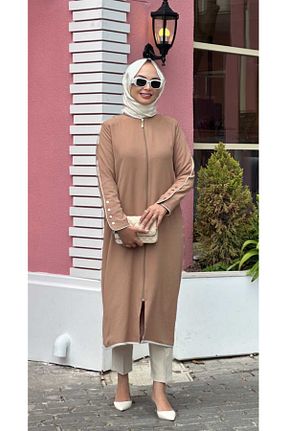 مانتو بلند قهوه ای زنانه پلی استر Nihle - کد 841152187