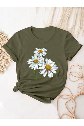 تیشرت سایز بزرگ سبز زنانه رگولار GALASHOP - کد 841138261
